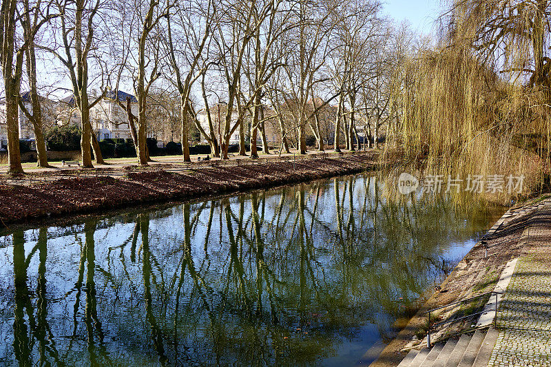 Tübingen, Neckar river and plane tree allee